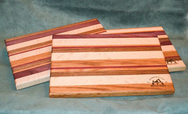 4 wood striped recatangular cutting board – RFB Woodcraft